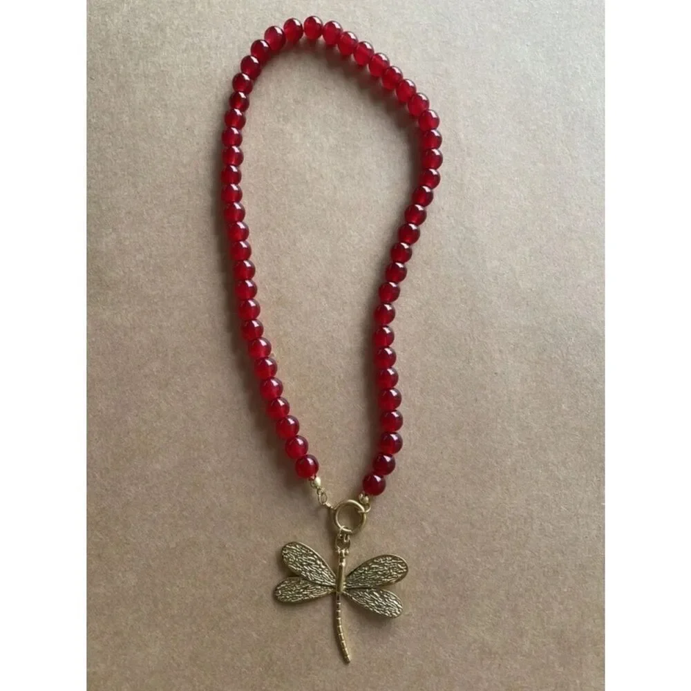 Dragonfly Pendant Beaded Necklace A1772